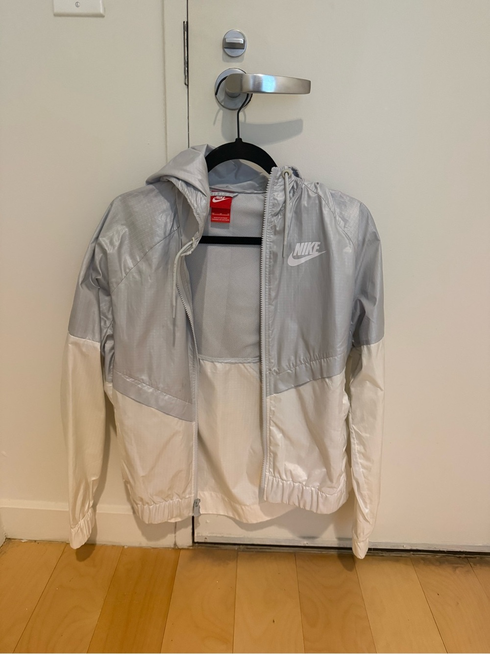 Nike Silver and White Colorblock Windbreaker Jacket